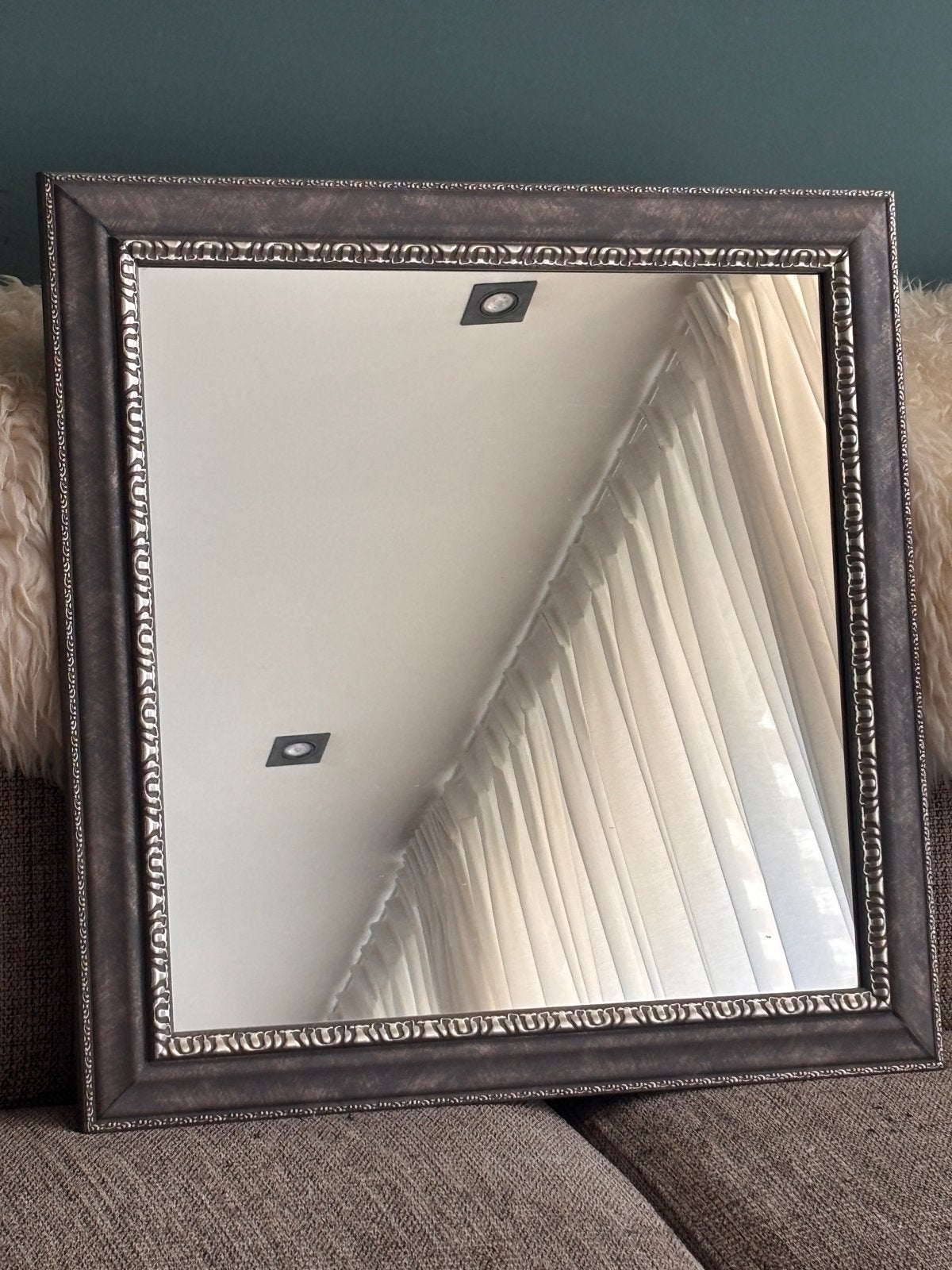 Decoratieve spiegel met sierlijke lijst, Ophalen, Gebruikt, Minder dan 100 cm, Rechthoekig
