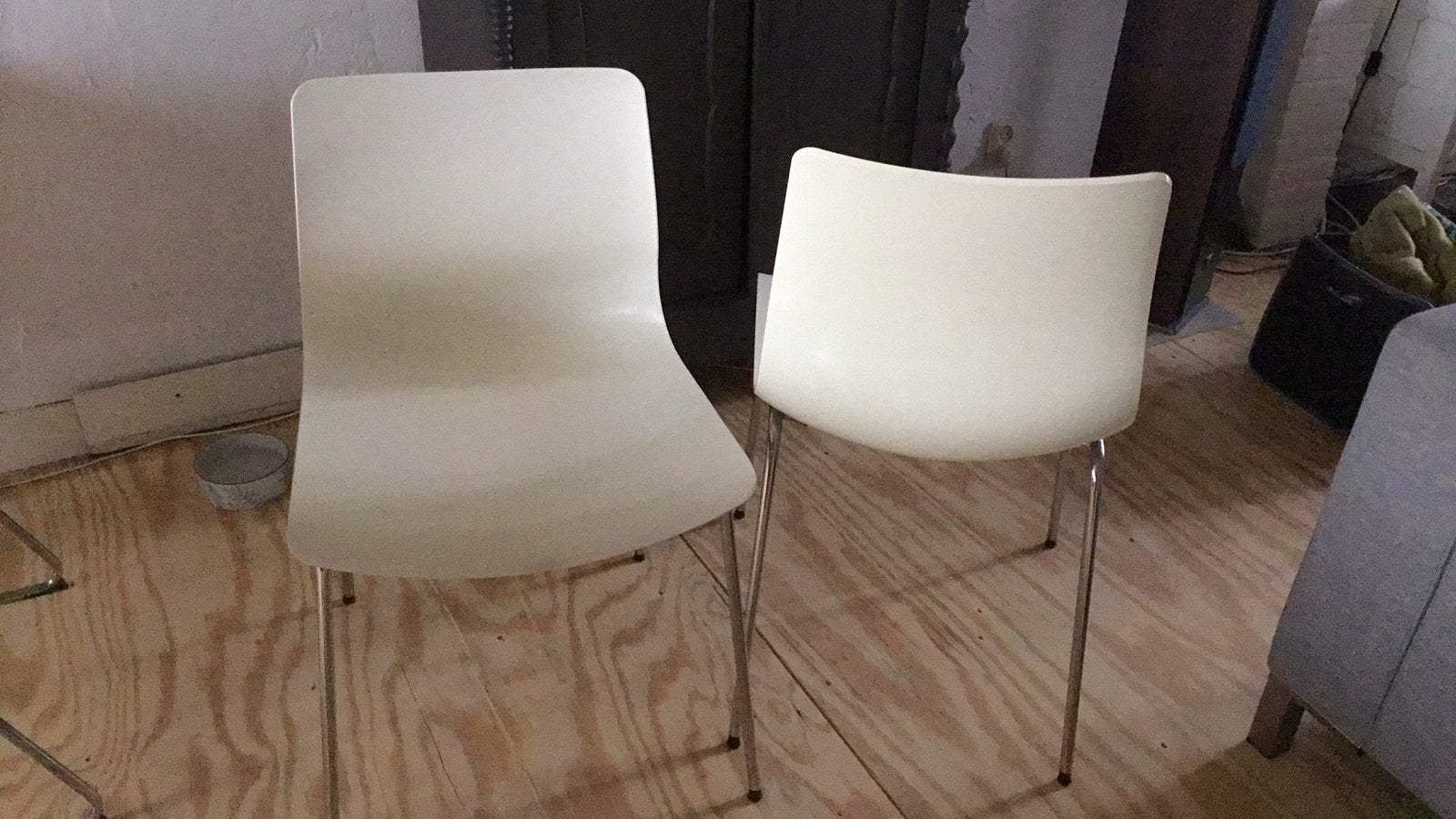 Vintage Ikea Erland kunststof kuipstoeltjes,wit, Ophalen, Kunststof, Gebruikt, Twee