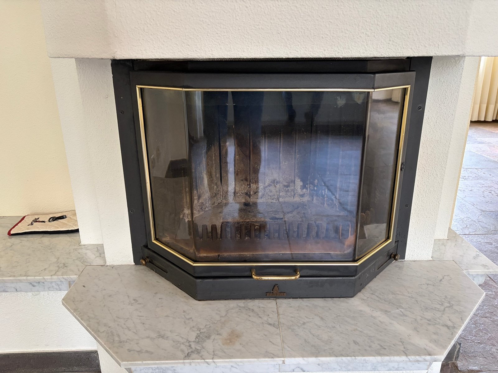 Barbas inbouwhaard met glazen deur, Huis en Inrichting, Haarden, Ophalen, Zo goed als nieuw, Inbouwhaard, Houthaard
