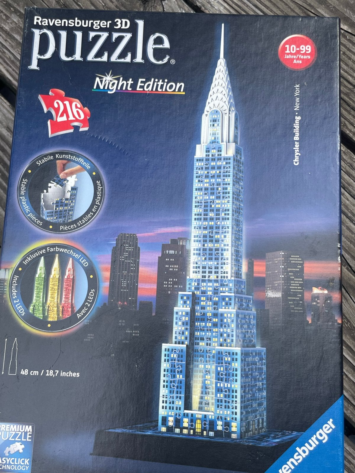 Ravensburger 3D Puzzle Chrysler Building Night Edition, Ophalen, Meer dan 50 stukjes, Zo goed als nieuw, 6 jaar of ouder