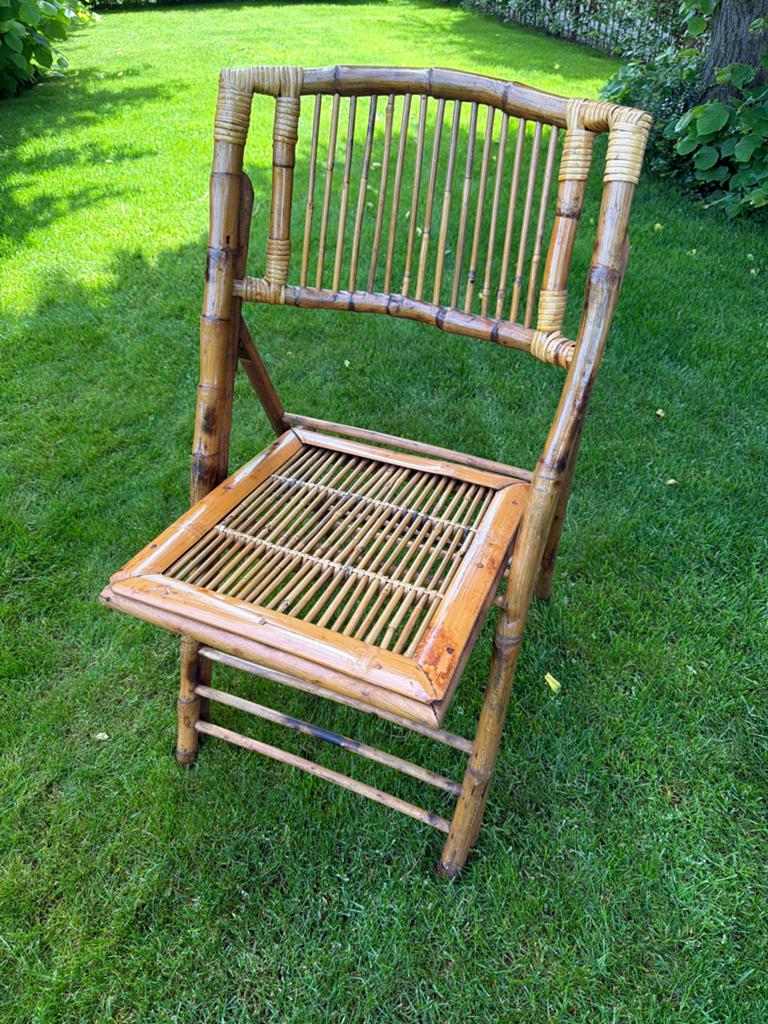 Vintage Bamboe Klapstoel - Uniek en Decoratief, Ophalen of Verzenden