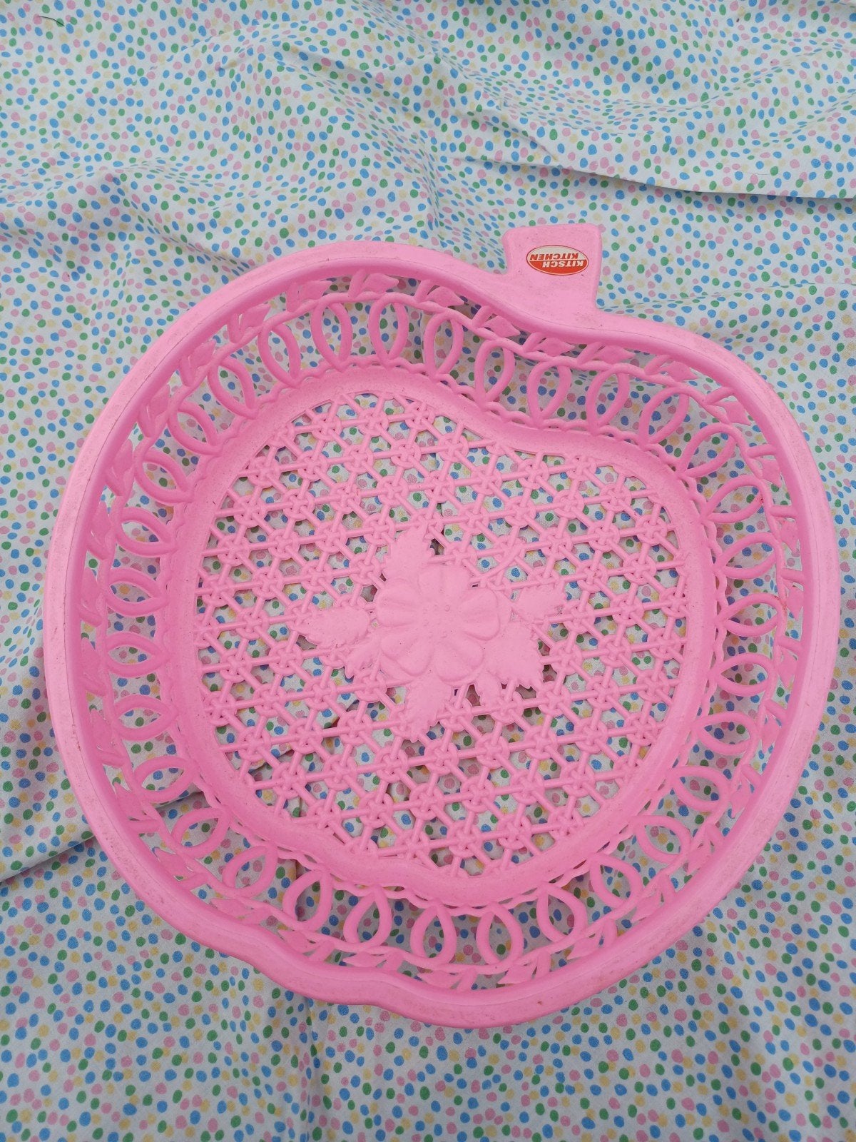 toffe mand schaal roze appel kitsch kitchen, Ophalen of Verzenden, Zo goed als nieuw, Overige vormen