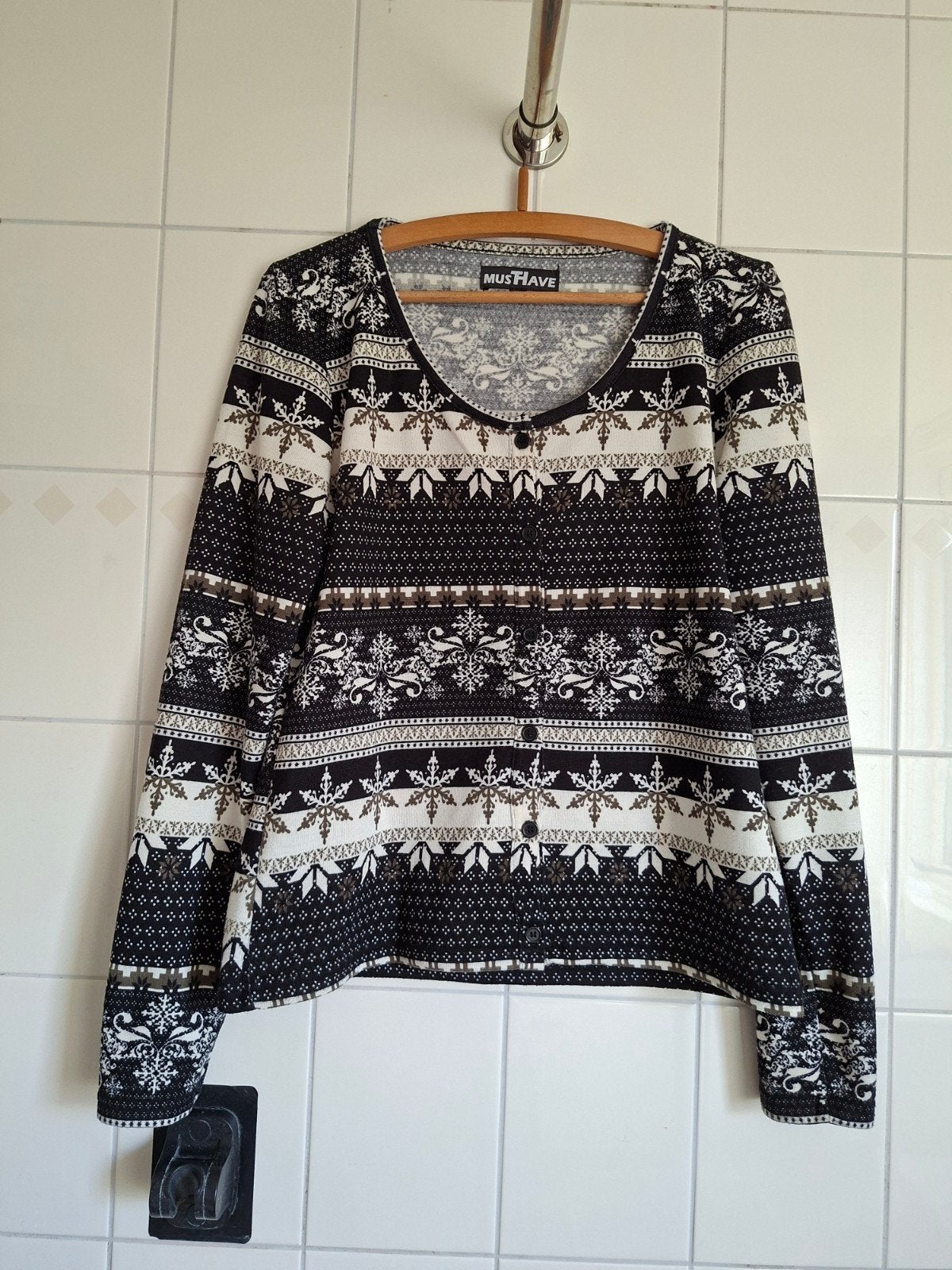 Musthave Kersttrui XL - Zwart/Wit/Bruin met Sneeuwvlokken, Ophalen of Verzenden, Zo goed als nieuw, Maat 46/48 (XL) of groter