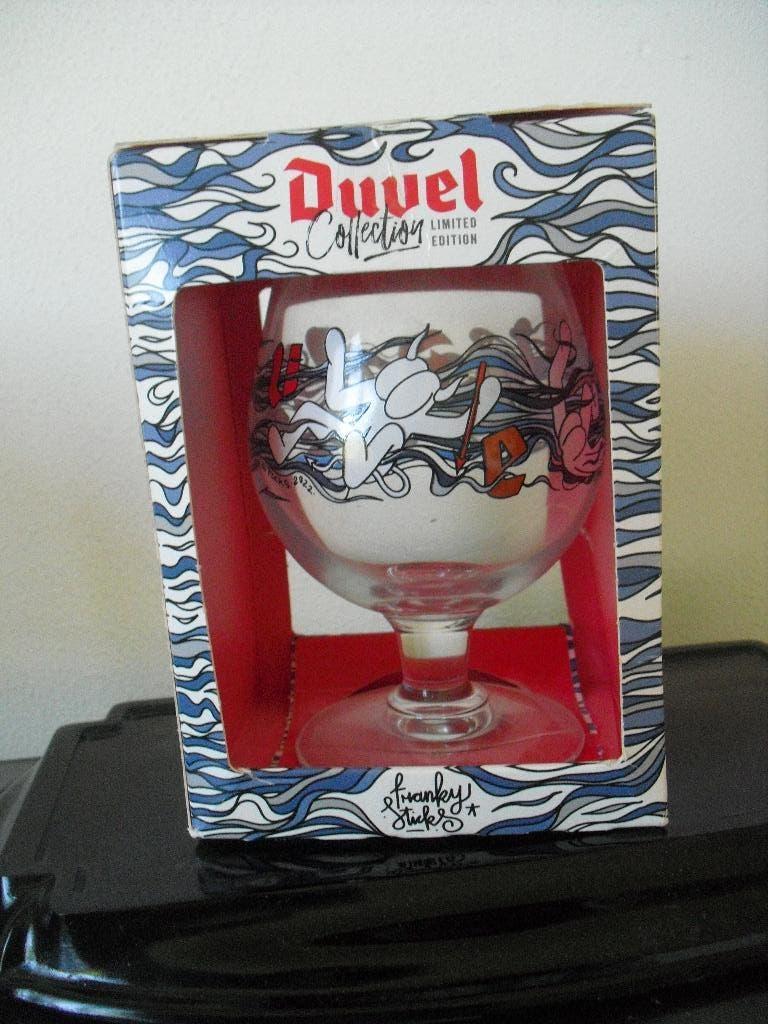Duvel glas 2022 Franky Sticks nieuw in doos, Verzamelen, Biermerken, Ophalen of Verzenden, Nieuw, Glas of Glazen, Duvel