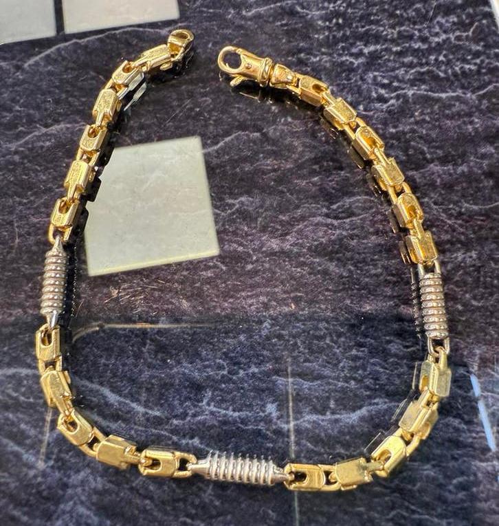 Prachtige 14k gouden massieve monte carlo armband | ITALY, Ophalen of Verzenden, Nieuw, Goud