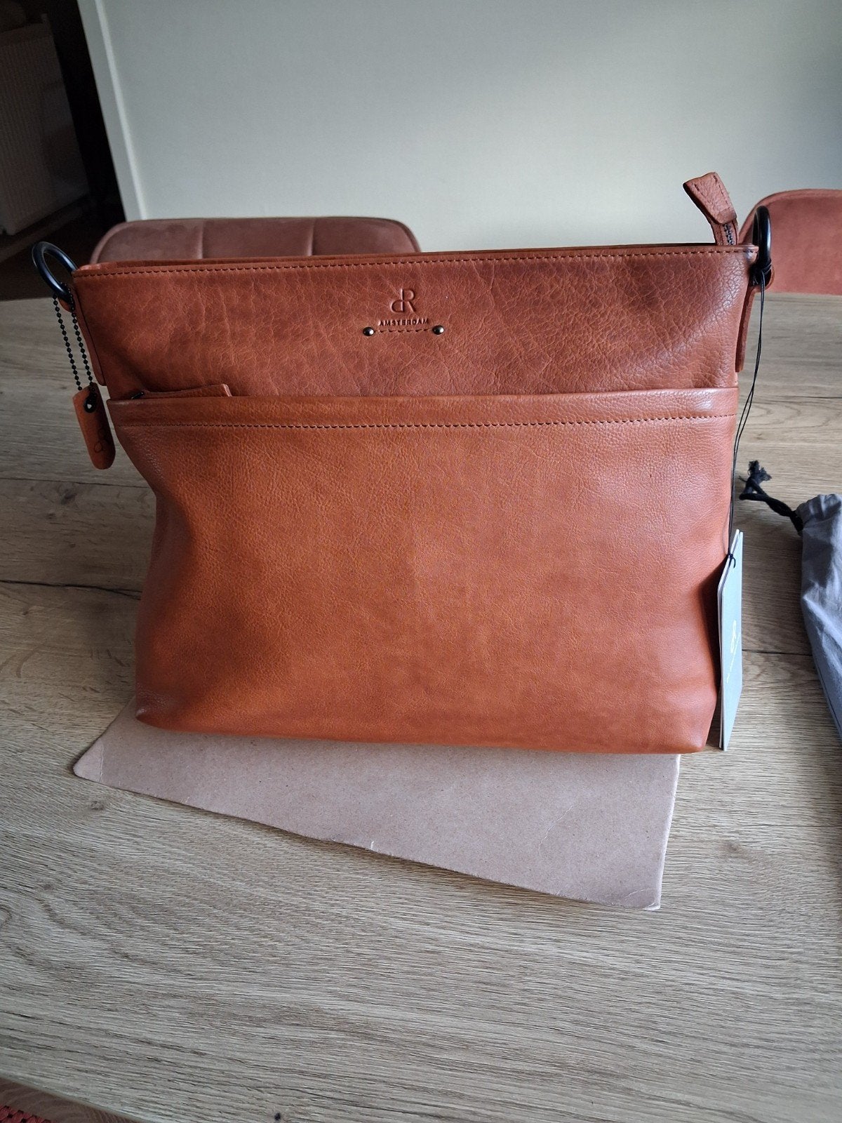 Leren schoudertas dR Amsterdam camel, Ophalen of Verzenden, Nieuw, Leer