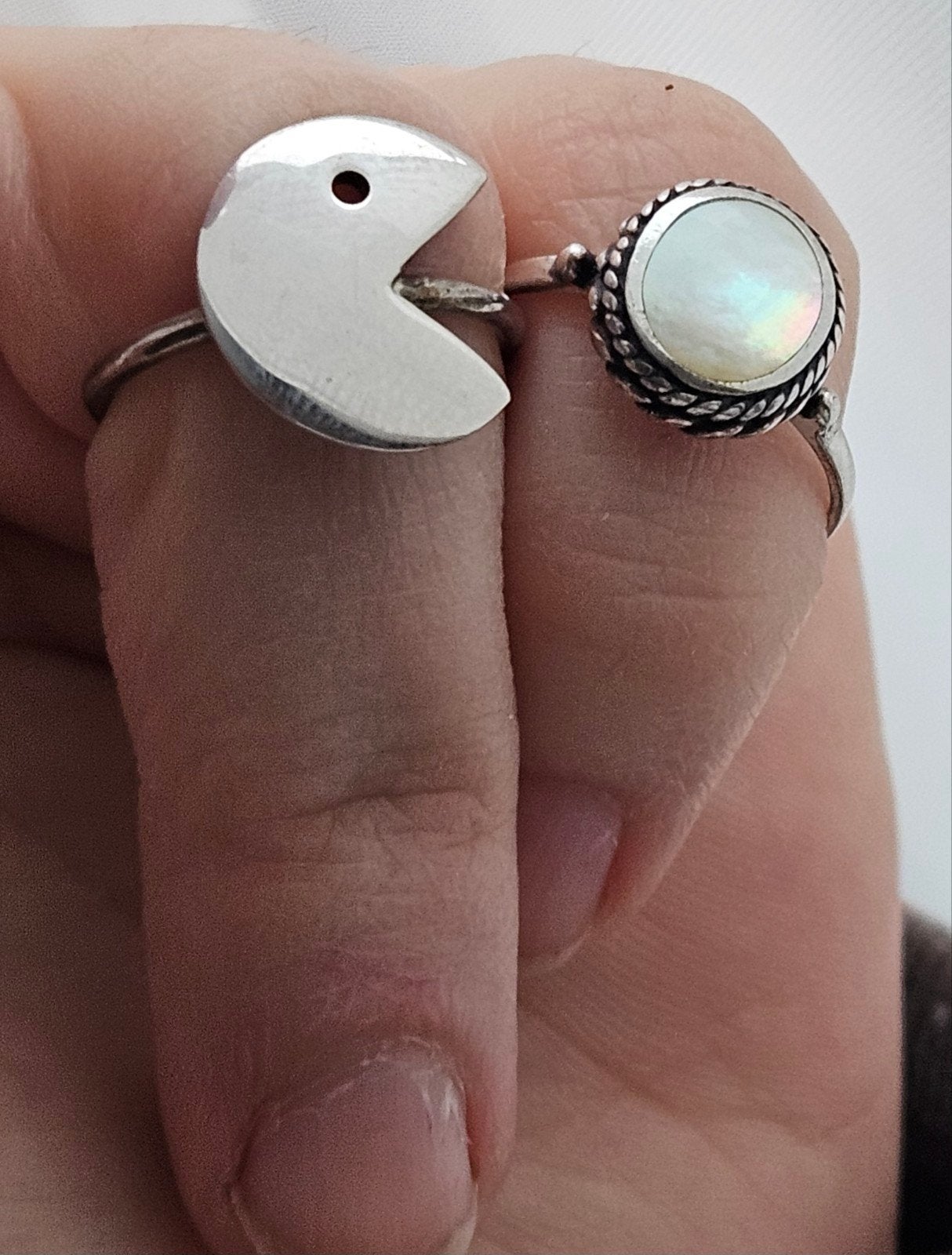 Sterling zilveren retro Pac-man ring, Ophalen of Verzenden, Dame, Zilver, Zilver
