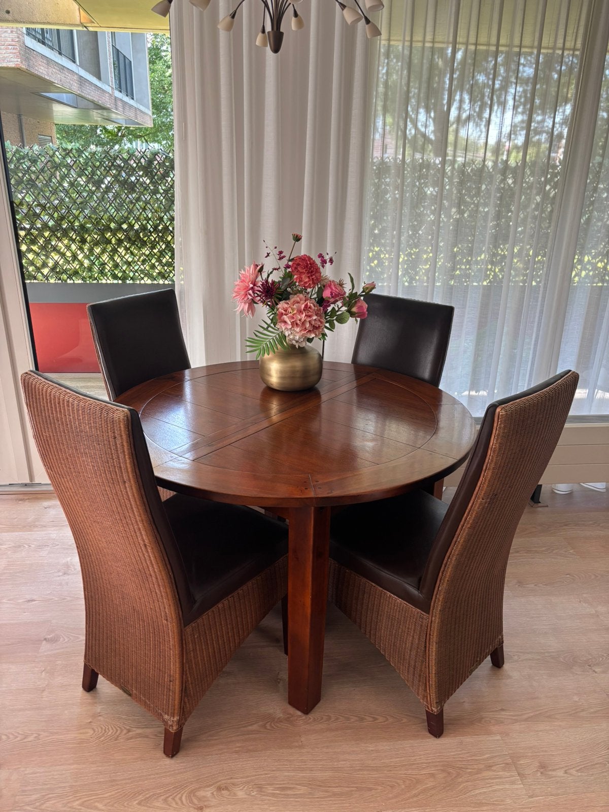 Eettafel incl. 4 Lloyd loom stoelen, Ophalen, Gebruikt, Klassiek, 4 tot 6 stoelen