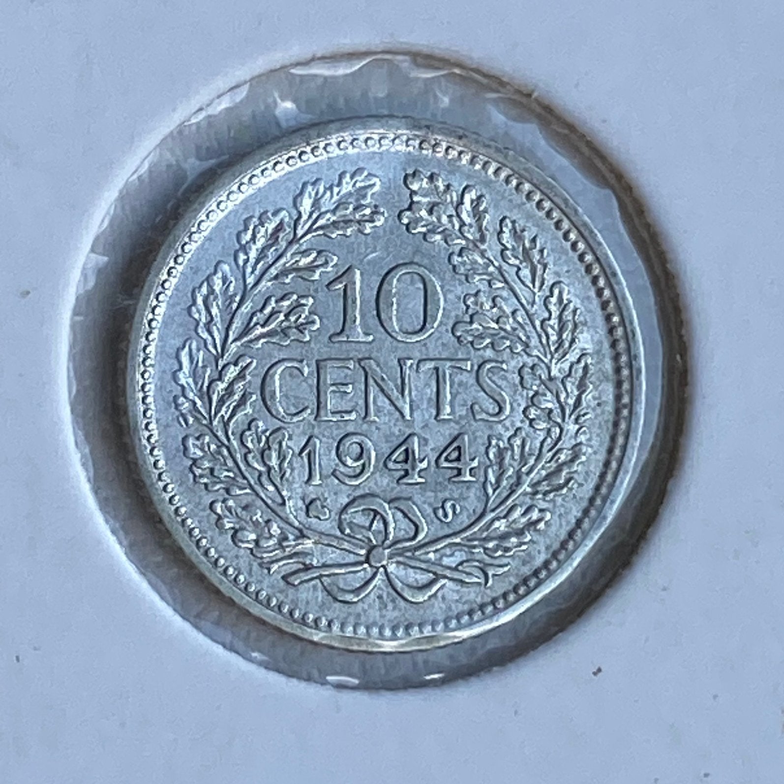 10 Cent / Dubbeltje Zilver uit 1944 Se / Es van Wilhelmina, Verzenden, Zilver, 10 cent, Koningin Wilhelmina