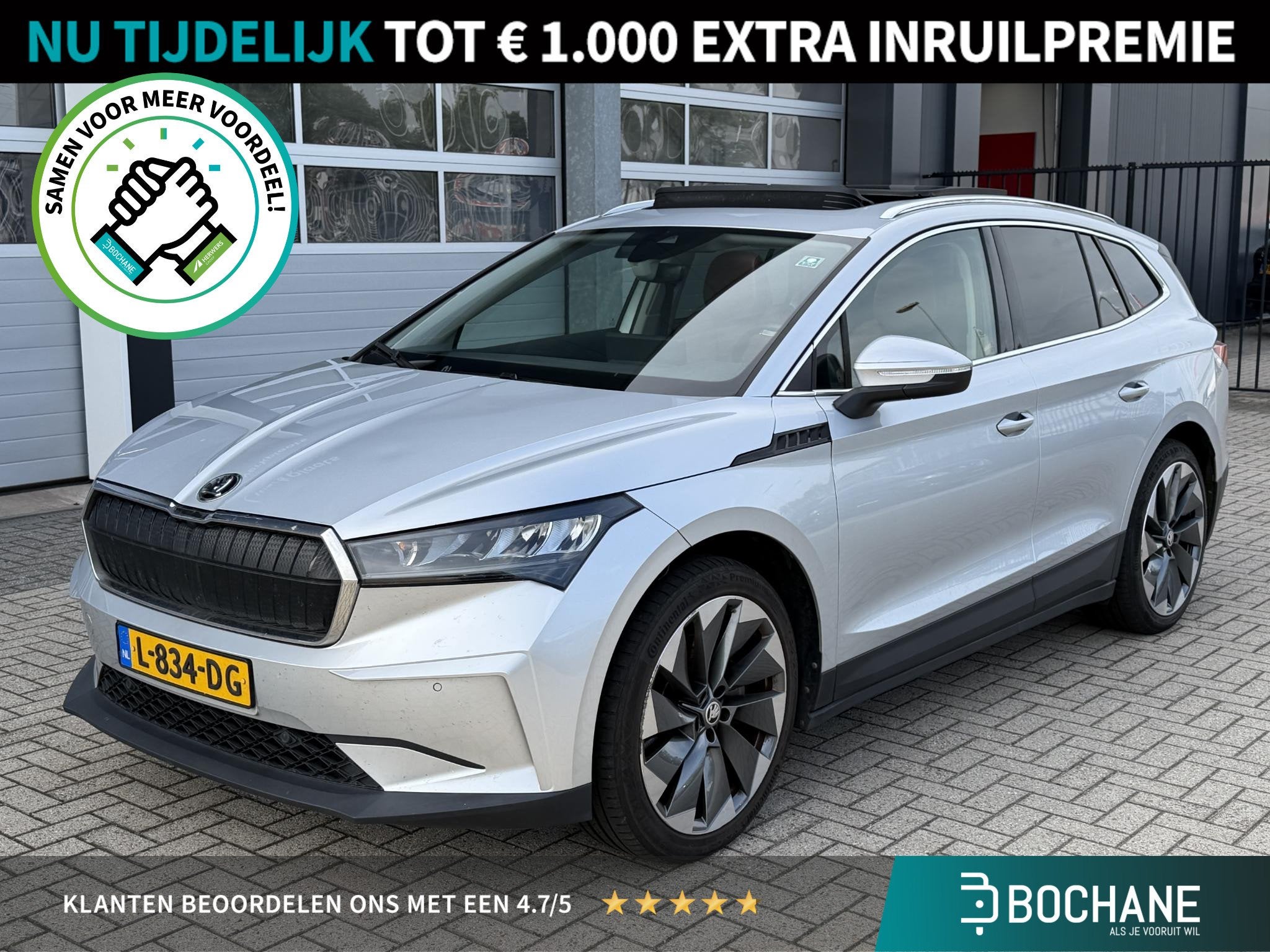 Skoda Enyaq iV 80 | 90% SoH | Panoramadak | Leder | Warmtepo, Auto's, Achterwielaandrijving, Gebruikt, 204 pk, SUV of Terreinwagen