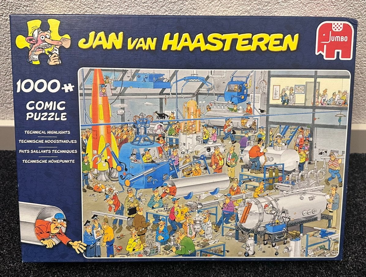 TECHNISCHE HOOGSTANDJES (19050) Jan van Haasteren puzzel, Ophalen of Verzenden, 500 t/m 1500 stukjes, Zo goed als nieuw, Legpuzzel