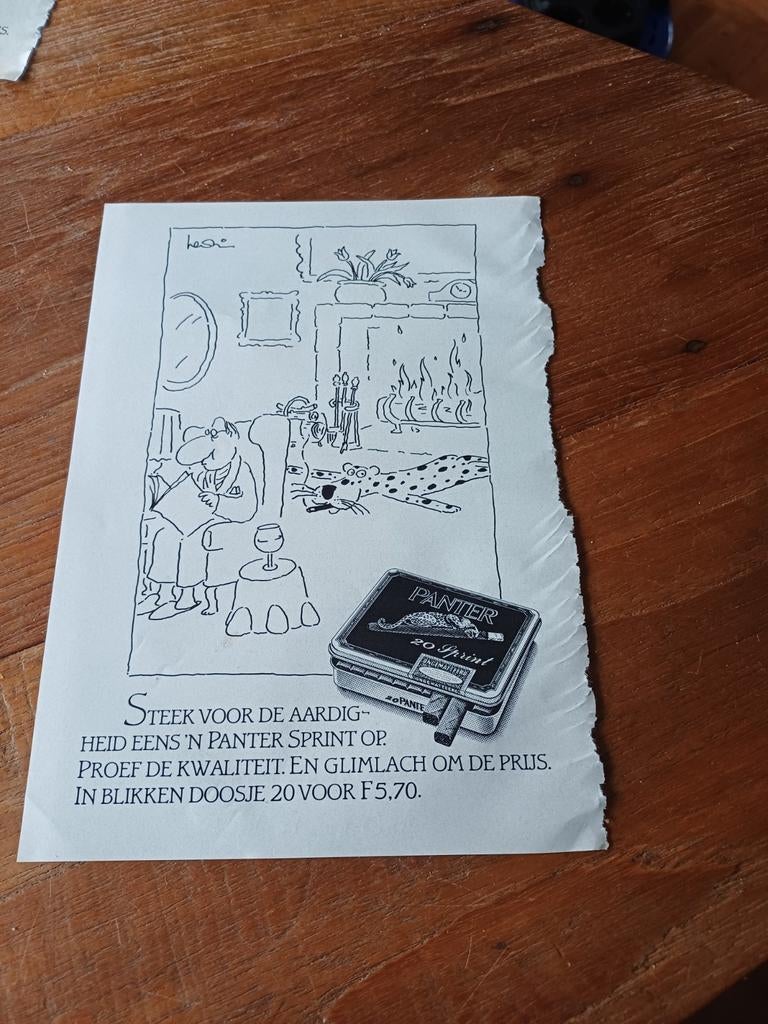 Advertentie van Panter sigaren 1 1984, Ophalen of Verzenden, Zo goed als nieuw, Sigarenbandjes