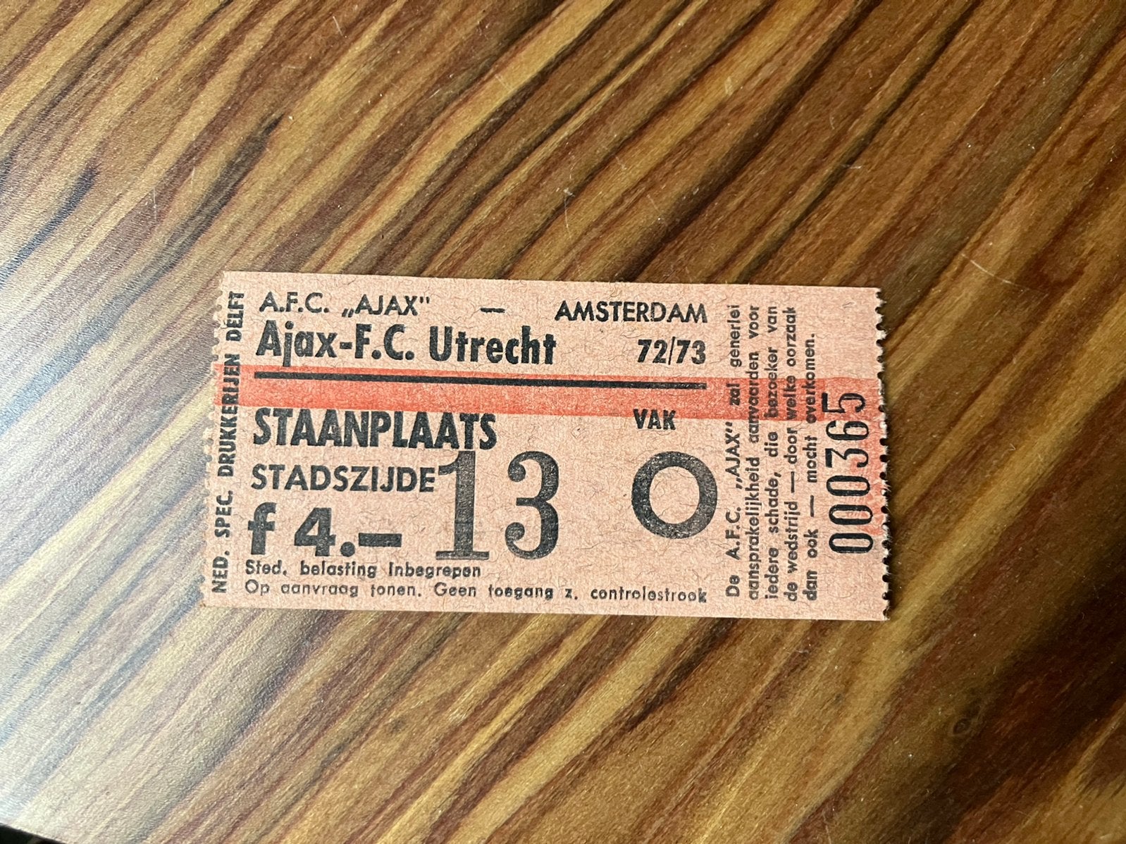 Ticket kaartje Ajax Fc Utrecht 1972/1973, Verzamelen, Ophalen of Verzenden, Gebruikt, Ajax, Overige typen