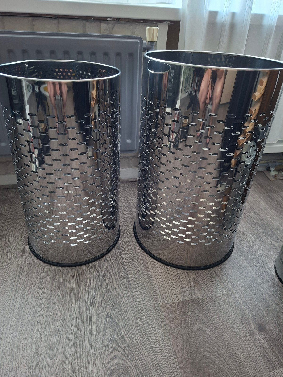 Set van 2 RVS wasmanden/opbergmanden met geperforeerd design, Ophalen, Gebruikt, Rvs, 50 – 75