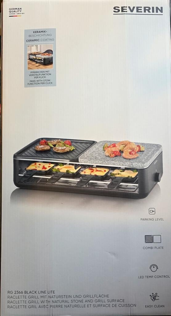 Severin Raclette Grill RG 2366 Black Line Lite, Witgoed en Apparatuur, Gourmetstellen, Ophalen of Verzenden, Nieuw, 4 t/m 7 personen