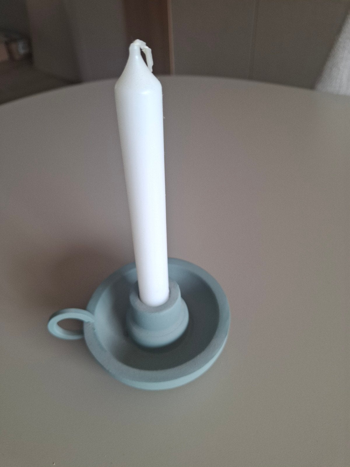 groene kandelaar met kaars, Ophalen of Verzenden, Zo goed als nieuw, Kaars