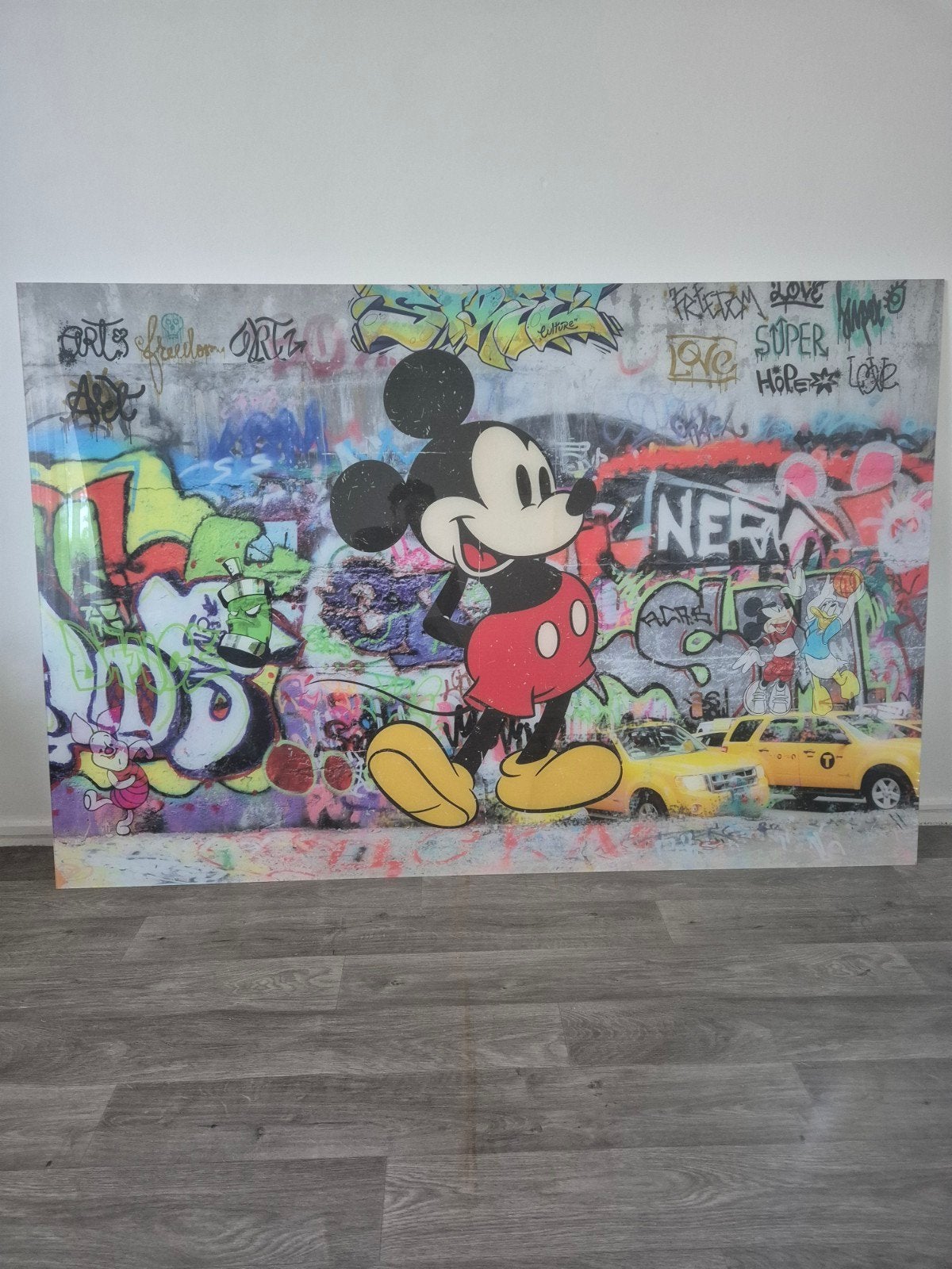Mickey Mouse Graffiti Plexiglas Kunstwerk 135x200 cm, Ophalen of Verzenden