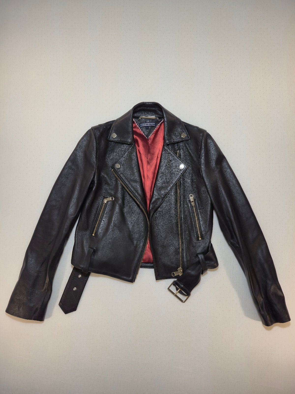 Tommy Hilfiger Leren Bikerjack – Dames – Maat 2 XXS / EU 32, Ophalen of Verzenden