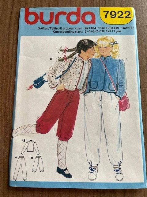 Vintage naai patroon broek jasje - maat 92 /164 - Burda 7922, Hobby en Vrije tijd, Broek, Kind, Nieuw, Burda