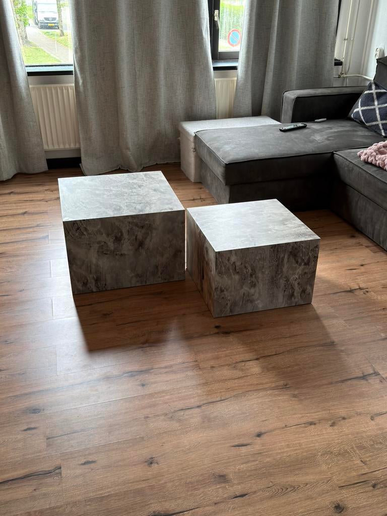 Salontafel marble look, Ophalen, Kunststof, 50 tot 100 cm, Vierkant