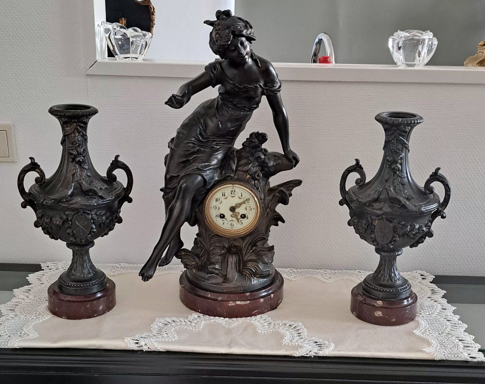 Antiek Samac Klokkenstel Van Moreau, Plaatje ( Legering ), Ophalen