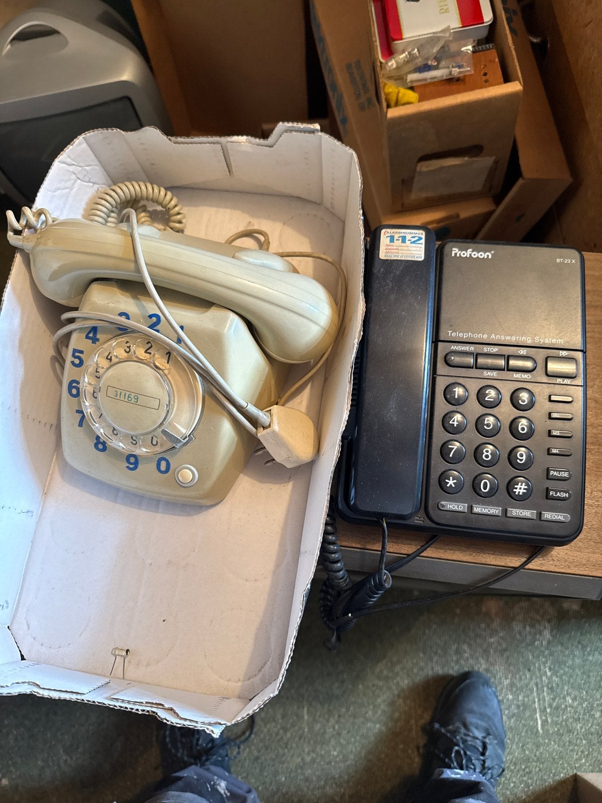 Vintage Telefoon & Profoon Antwoordapparaat Set, Ophalen, Gebruikt, Met draaischijf