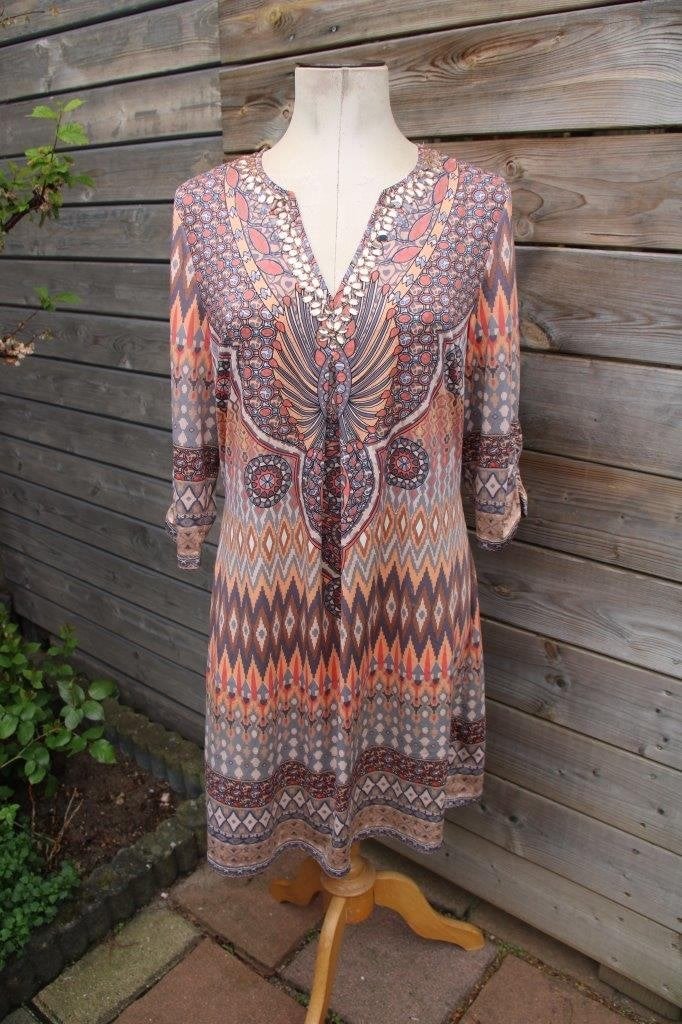 Jurk oranje/ grijs K-Design mt Xl Vaste prijs, K-design, Maat 46/48 (XL) of groter, Oranje, Ophalen of Verzenden