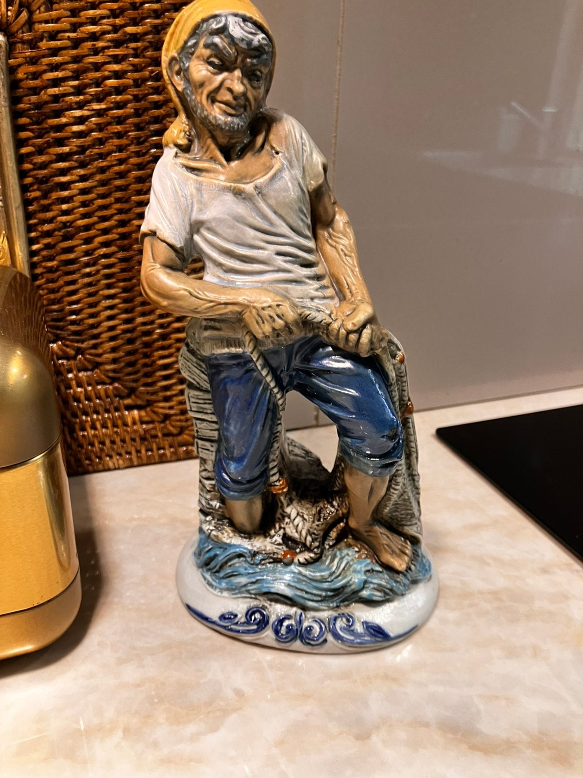Vintage Italiaans porseleinen Visser Capodimonte style, Ophalen of Verzenden