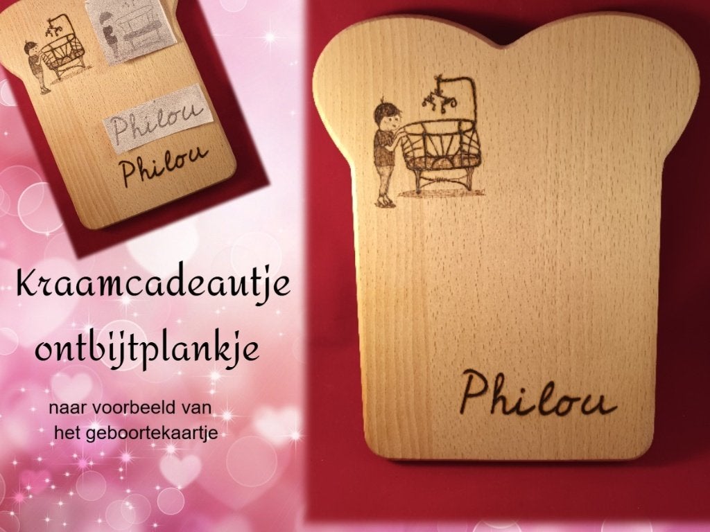 snijplankje div. lettertypes of tekening Creamar PYROGRAFIE, Hout, Snij-/serveerplank, Nieuw, Ophalen of Verzenden