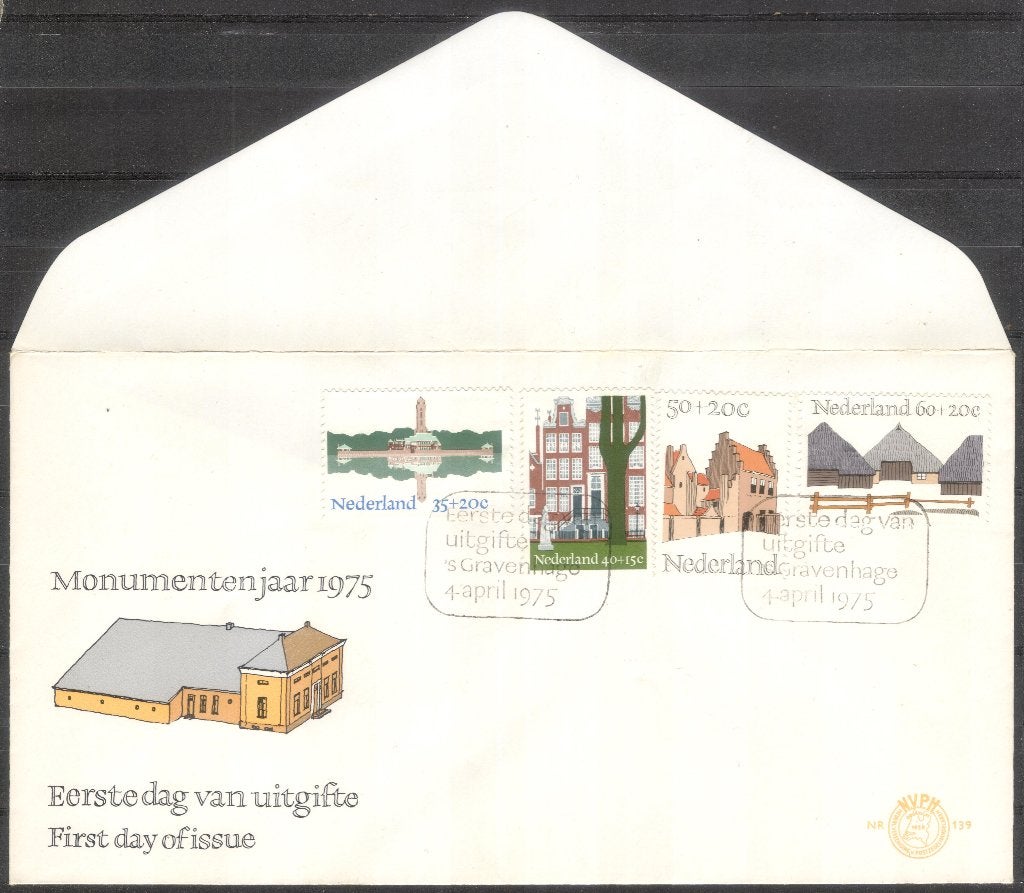 E139 - zomerzegels 1975 - Monumentenjaar, Postzegels en Munten, Postzegels | Eerstedagenveloppen, Verzenden, Onbeschreven, Nederland