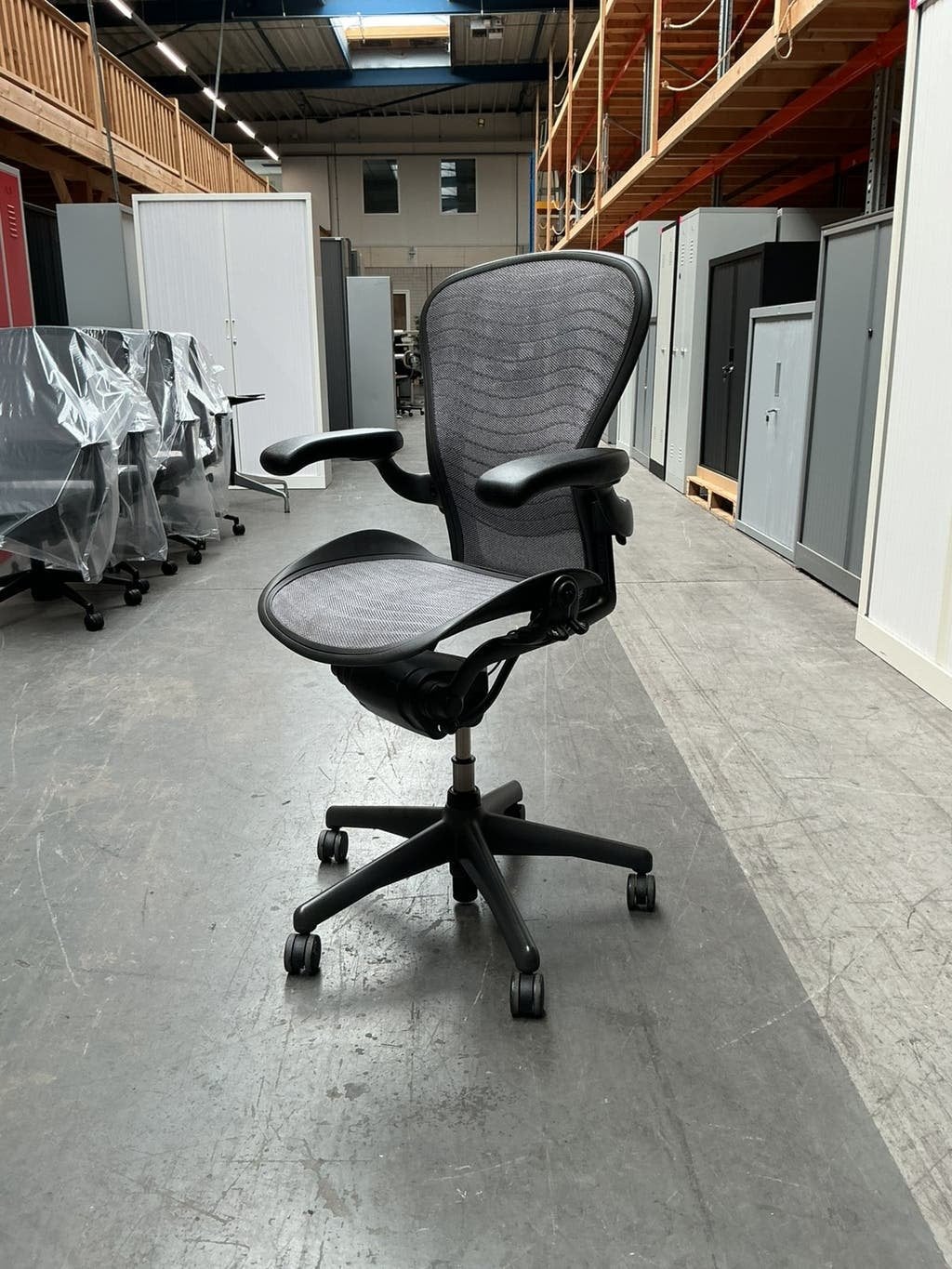 Herman Miller Aeron Tuxedo Bureaustoel | Type B | Graphite, Gebruikt, ., Zwart, Ophalen of Verzenden
