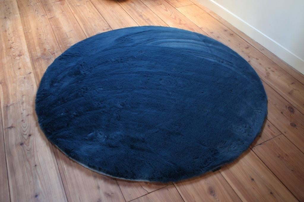 Nieuwe ronde Comfy vloerkleden Ø100 fluffy geel blauw groen, Rond, Nieuw, Ophalen of Verzenden, Groen