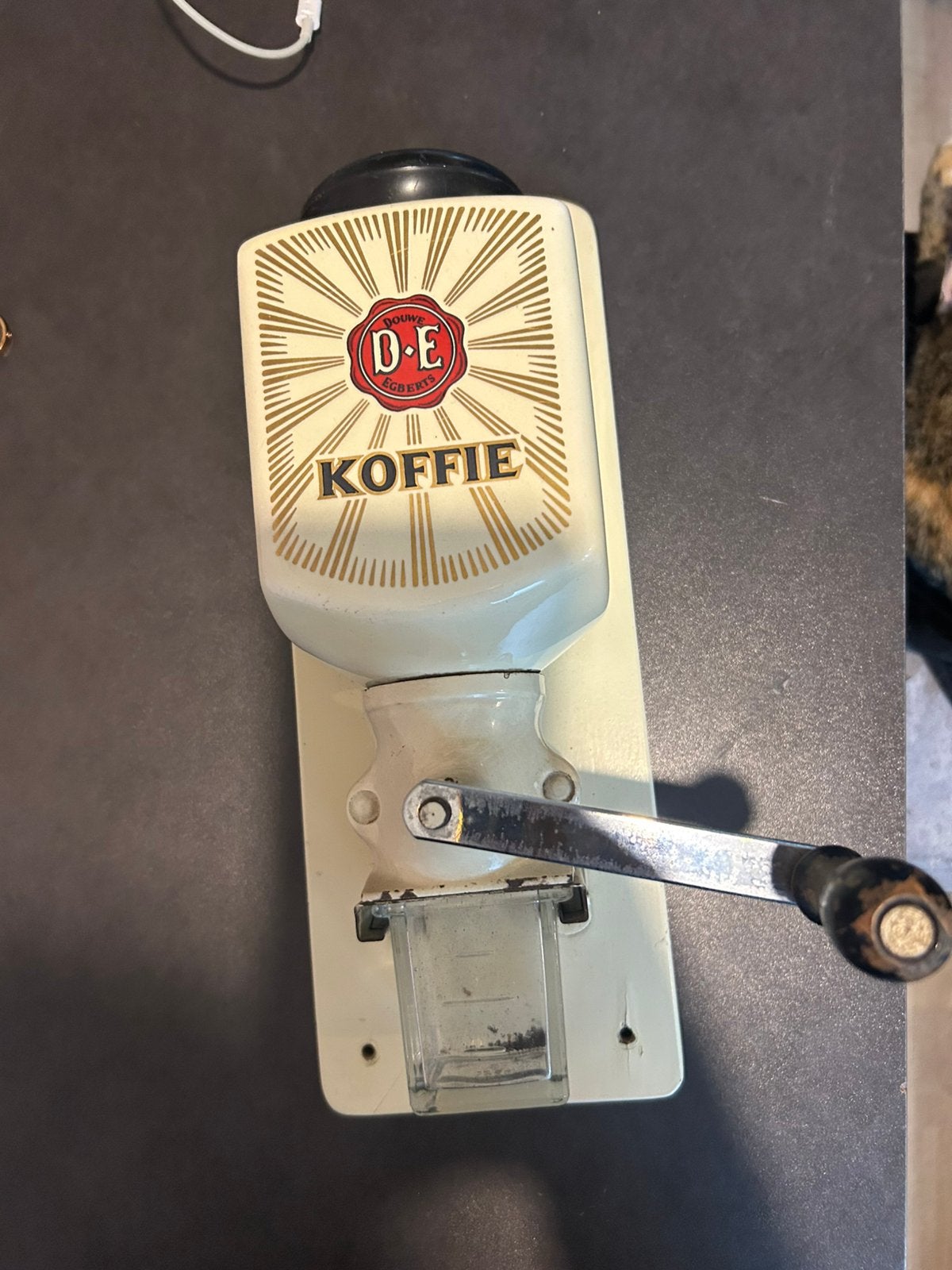 Vintage Douwe Egberts Koffiemolen Crème/Goud (Jaren '50/'60), Ophalen of Verzenden