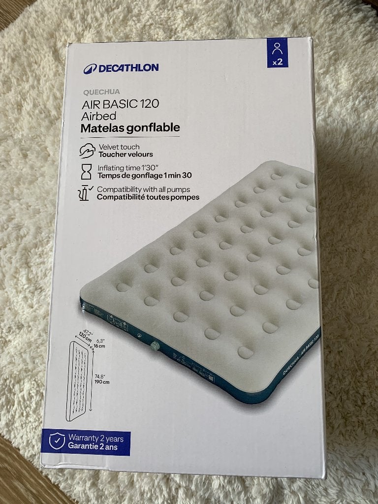 Inflatable mattress Air Basic 120 Airbed Decathlon, Caravans en Kamperen, Luchtbedden, Ophalen, Zo goed als nieuw, 2-persoons