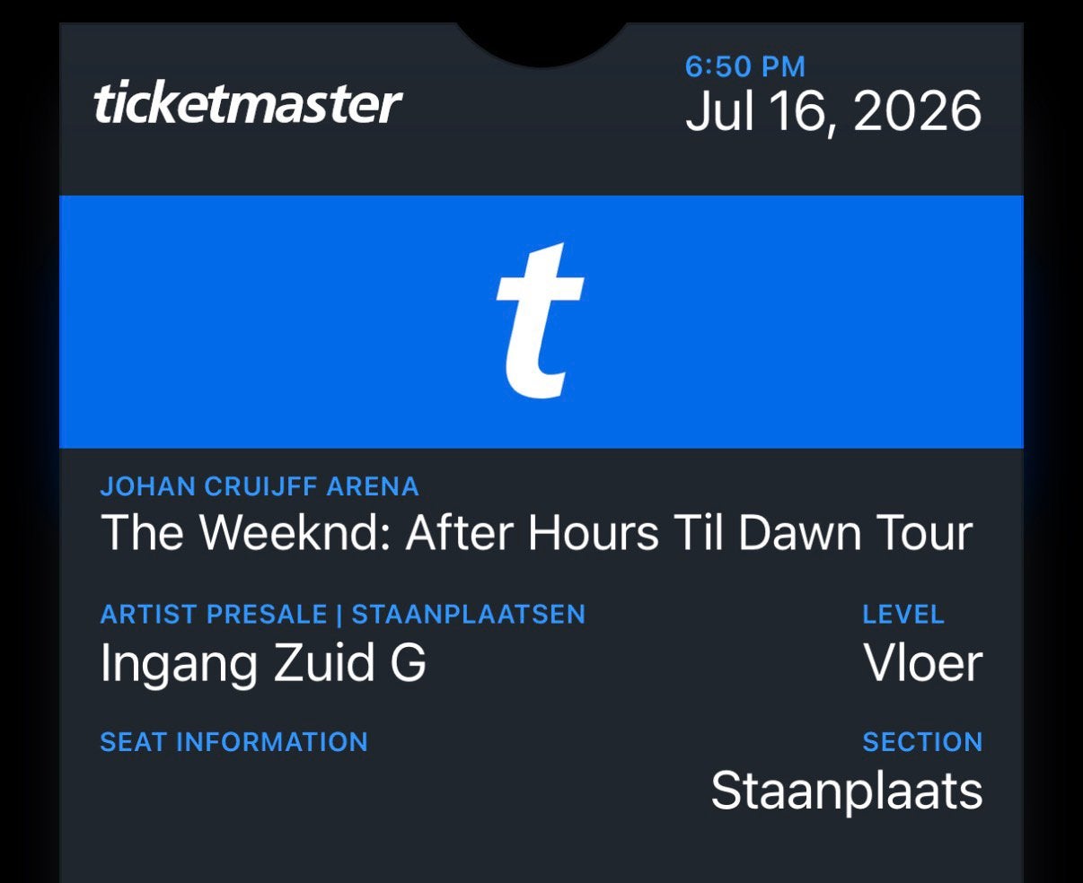 ️ Amsterdam ticket for The Weeknd & Playboi Carti – July 16, Eén persoon