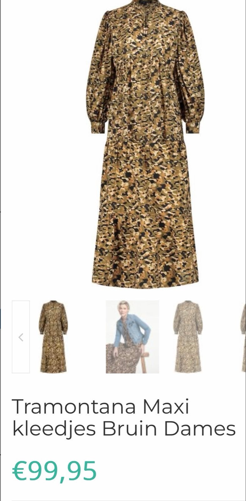 Tramontana Maxi Jurk met Camouflageprint - Maat 40, Kleding | Dames, Jurken, Maat 38/40 (M), Bruin, Ophalen of Verzenden, Zo goed als nieuw
