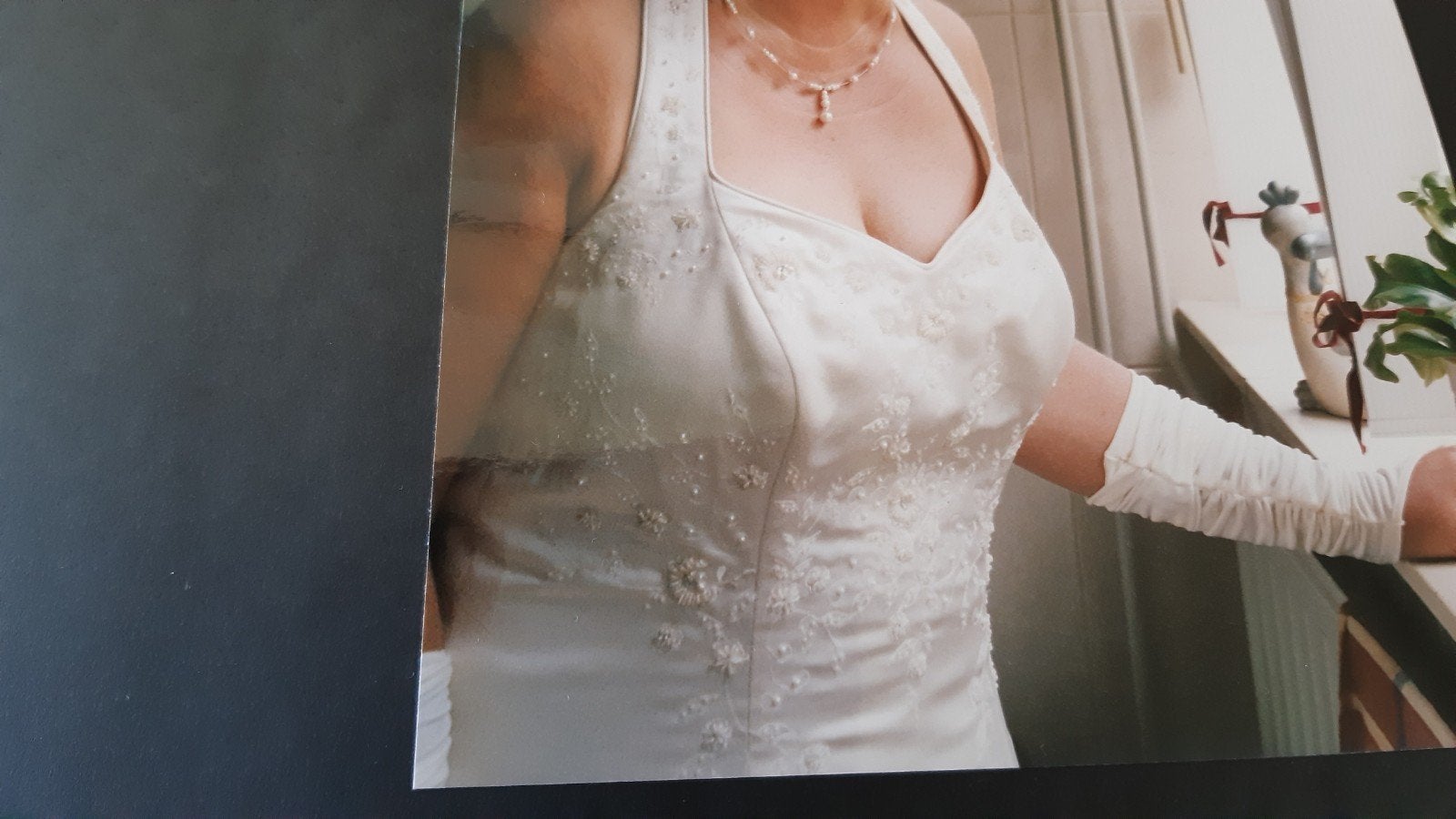 mooie ivoorkleurige halterbruidsjapon, Kleding | Dames, Gelegenheidskleding, Ophalen, Maat 42/44 (L), Wit, Overige typen
