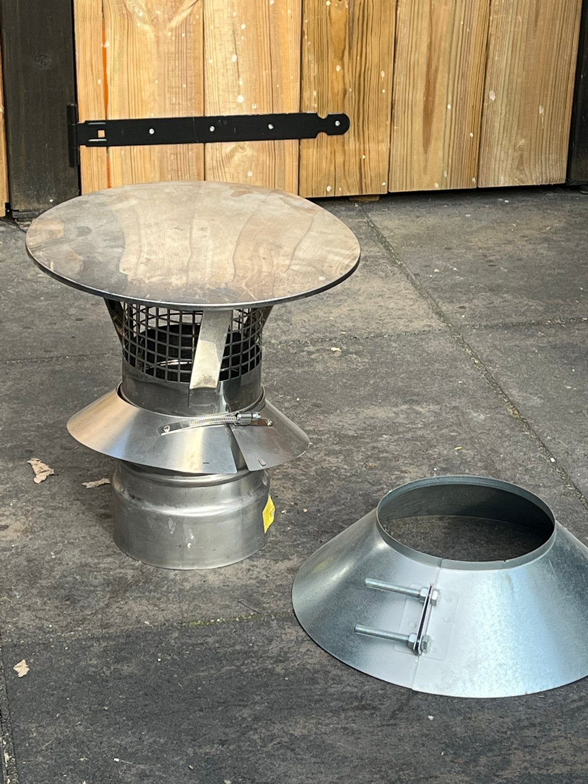 RVS schoorsteenkap met regenkap, diameter 140 mm, Ophalen of Verzenden, Gebruikt