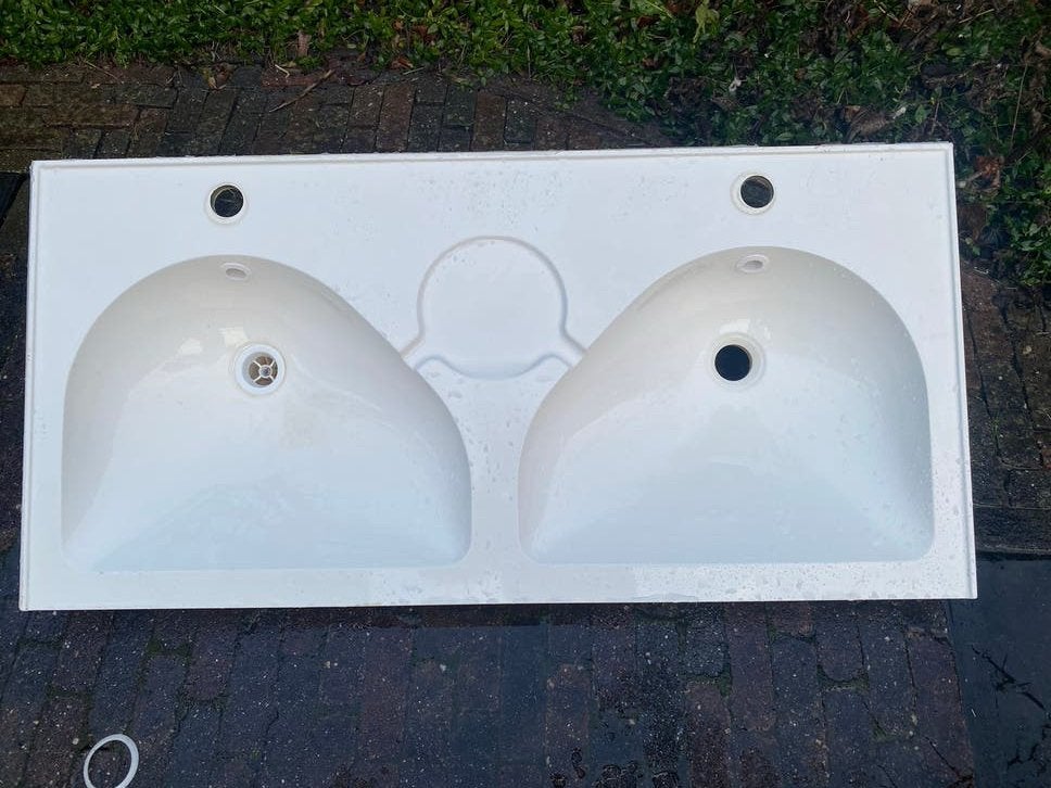 Dubbele wasbak AFM 112x50x6 cm, Ophalen, Gebruikt, Wastafel