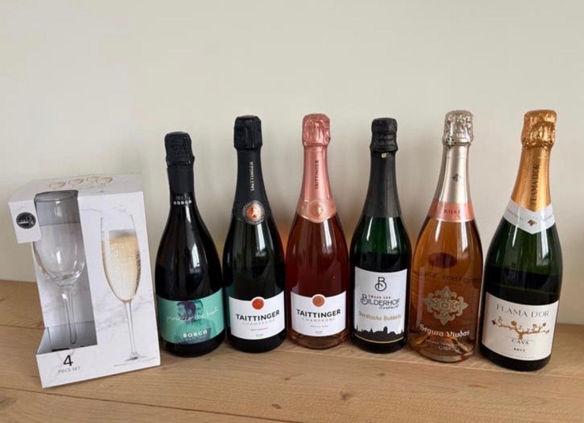 Champagne en mousserende wijn collectie met glazen, Ophalen of Verzenden, Nieuw, Frankrijk, Champagne