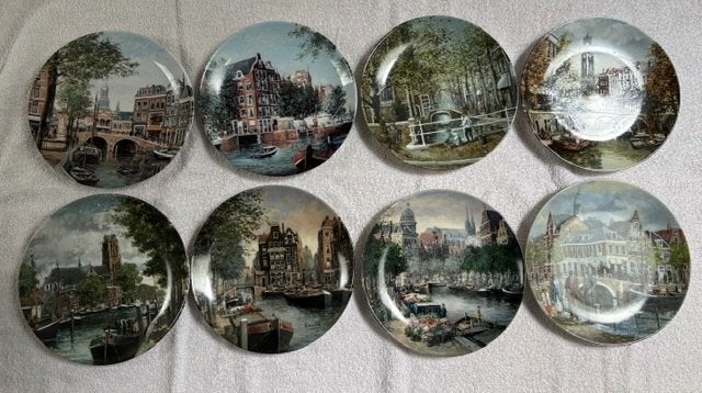 8 wandborden Grachten van Holland, Antiek en Kunst, Antiek | Wandborden en Tegels, Ophalen