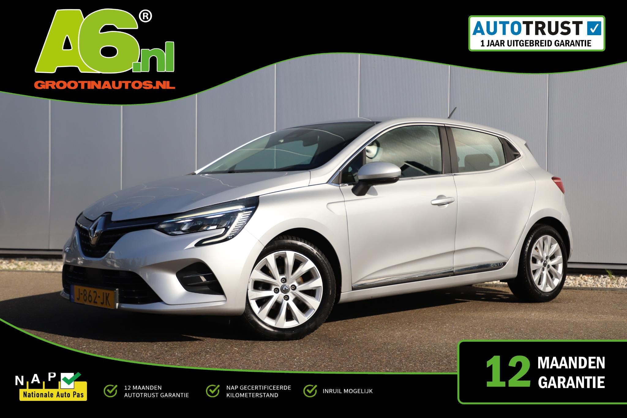 Renault Clio 1.0 TCe Intens 101PK Half Leder Navigatie Carpl, Auto's, Voorwielaandrijving, 101 pk, Gebruikt, Euro 6