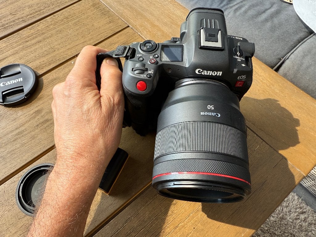 CANON R5C Nieuwstaat + RF50 mm 1.2, Spiegelreflex, Canon, Bluetooth, Ophalen of Verzenden