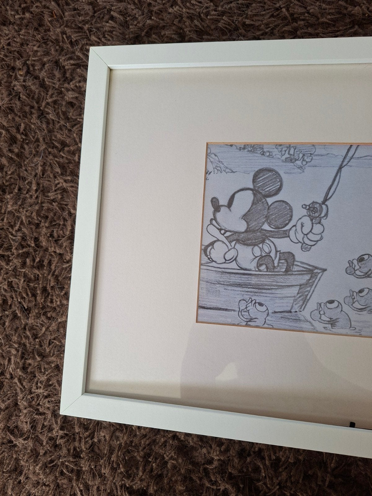 Mickey Mouse tekening in lijst, Antiek en Kunst, Ophalen of Verzenden, Tekening, Potloodtekening, Ingelijst