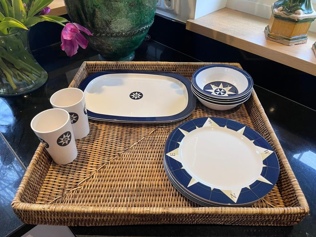 Serviesset 25-delig melamine nautisch, Ophalen of Verzenden, Zo goed als nieuw