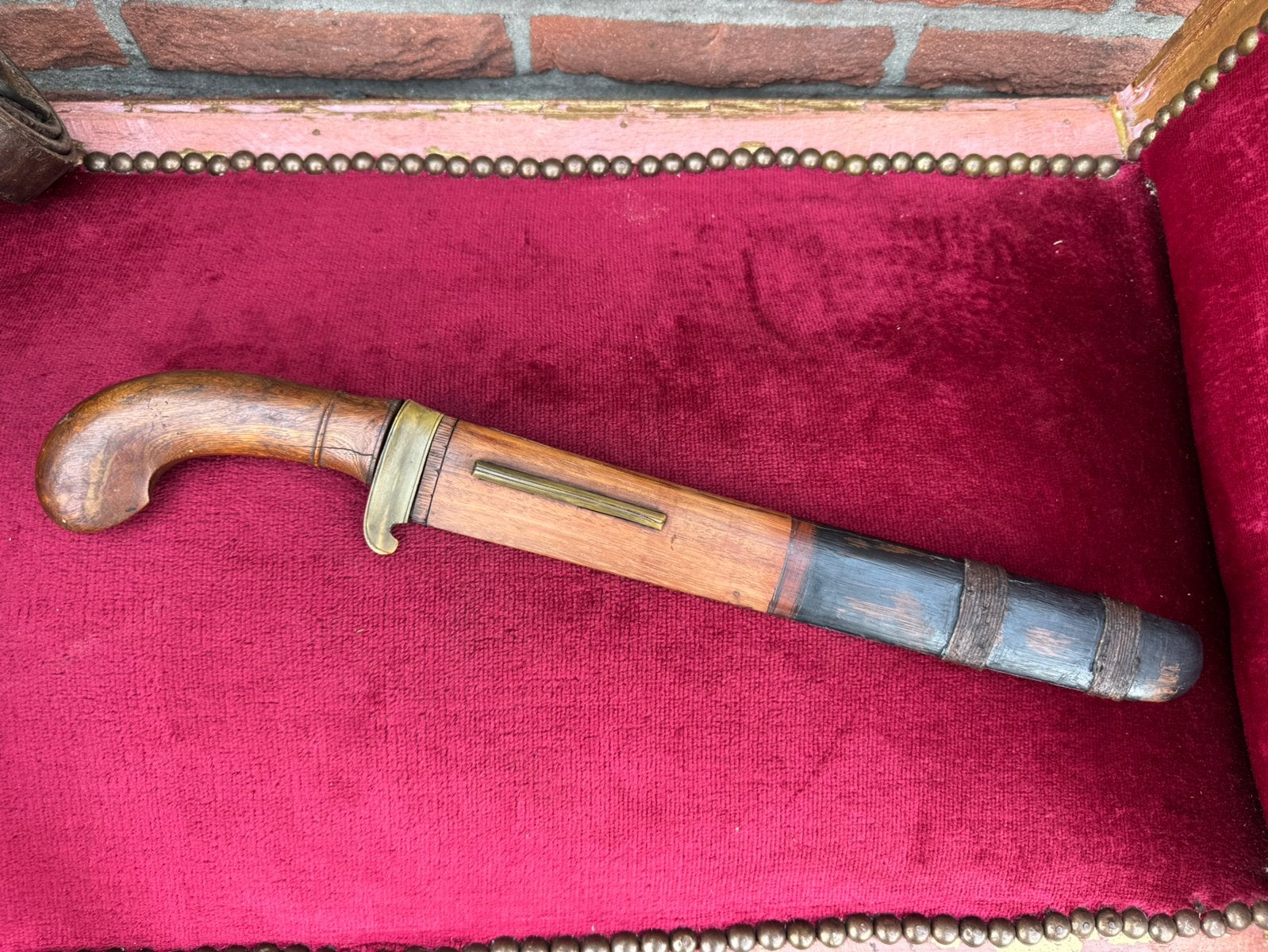 mooi doorleefde oude golok, no kris/ keris, Hout, Wapen, Handgemaakt, Ophalen of Verzenden