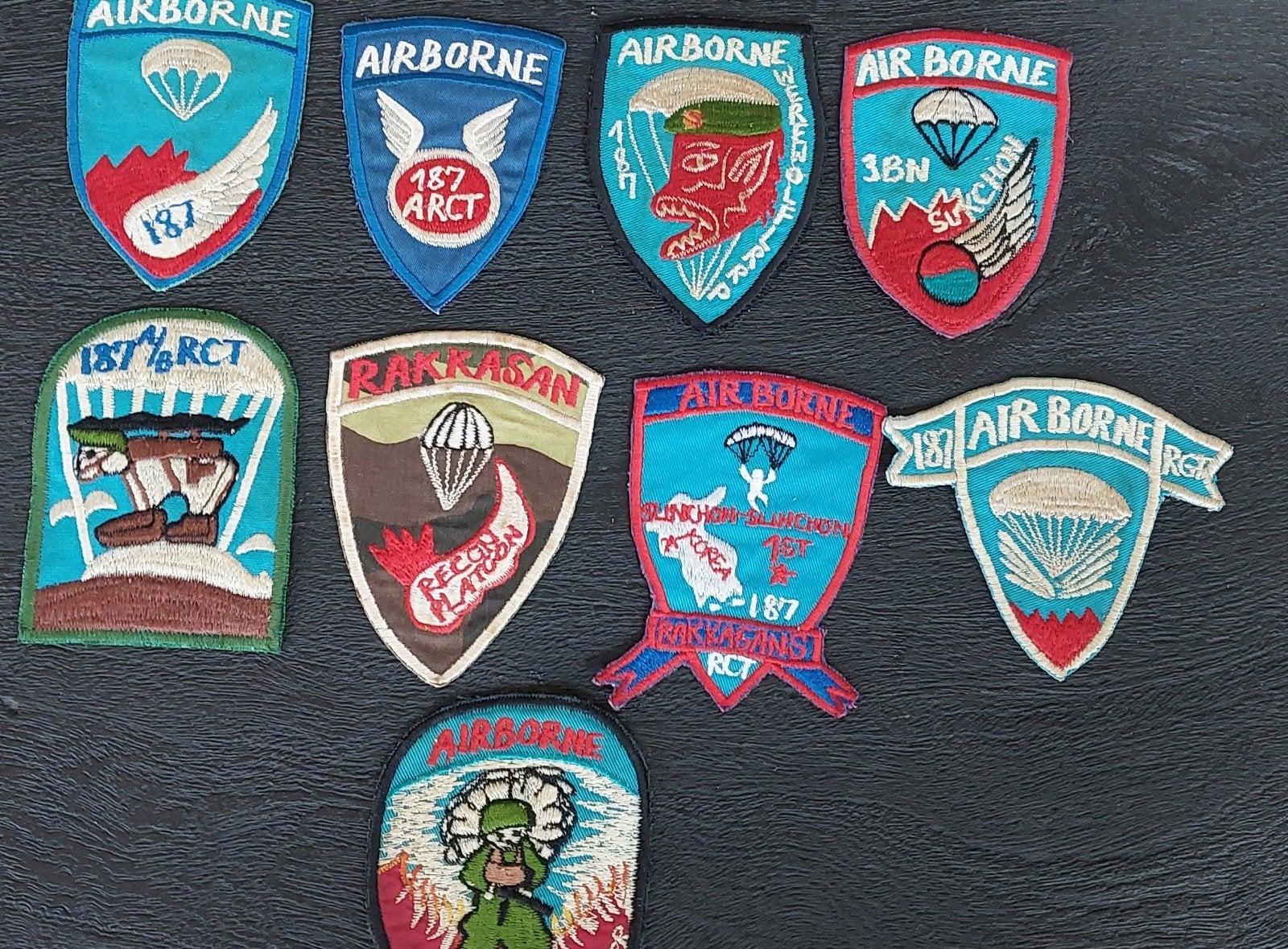 187th Airborne lot...jaren 70 aanmaak, Ophalen of Verzenden, Landmacht, Amerika, Embleem of Badge
