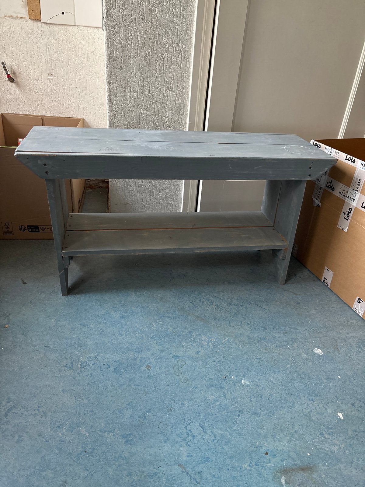 Houten sidetable bankje met handige plank, Ophalen, Gebruikt, Rechthoekig, Overige houtsoorten