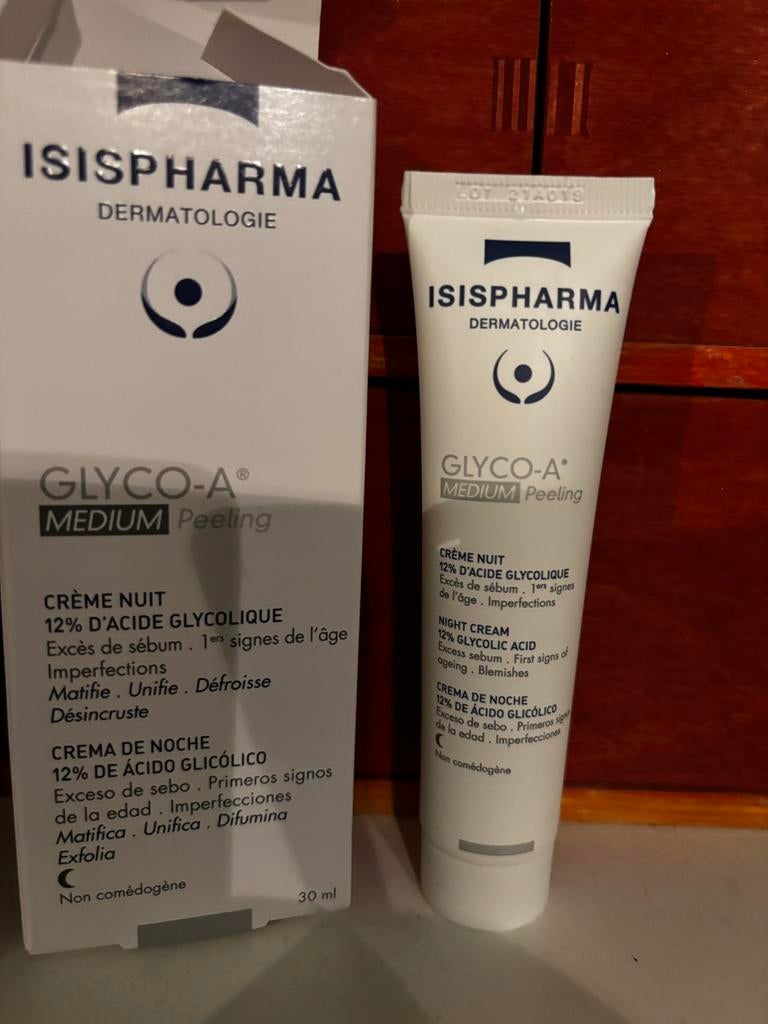 Isispharma Glyco-A Medium Peeling nachtcrème, Ophalen of Verzenden, Gebruikt, Gehele gezicht, Verzorging