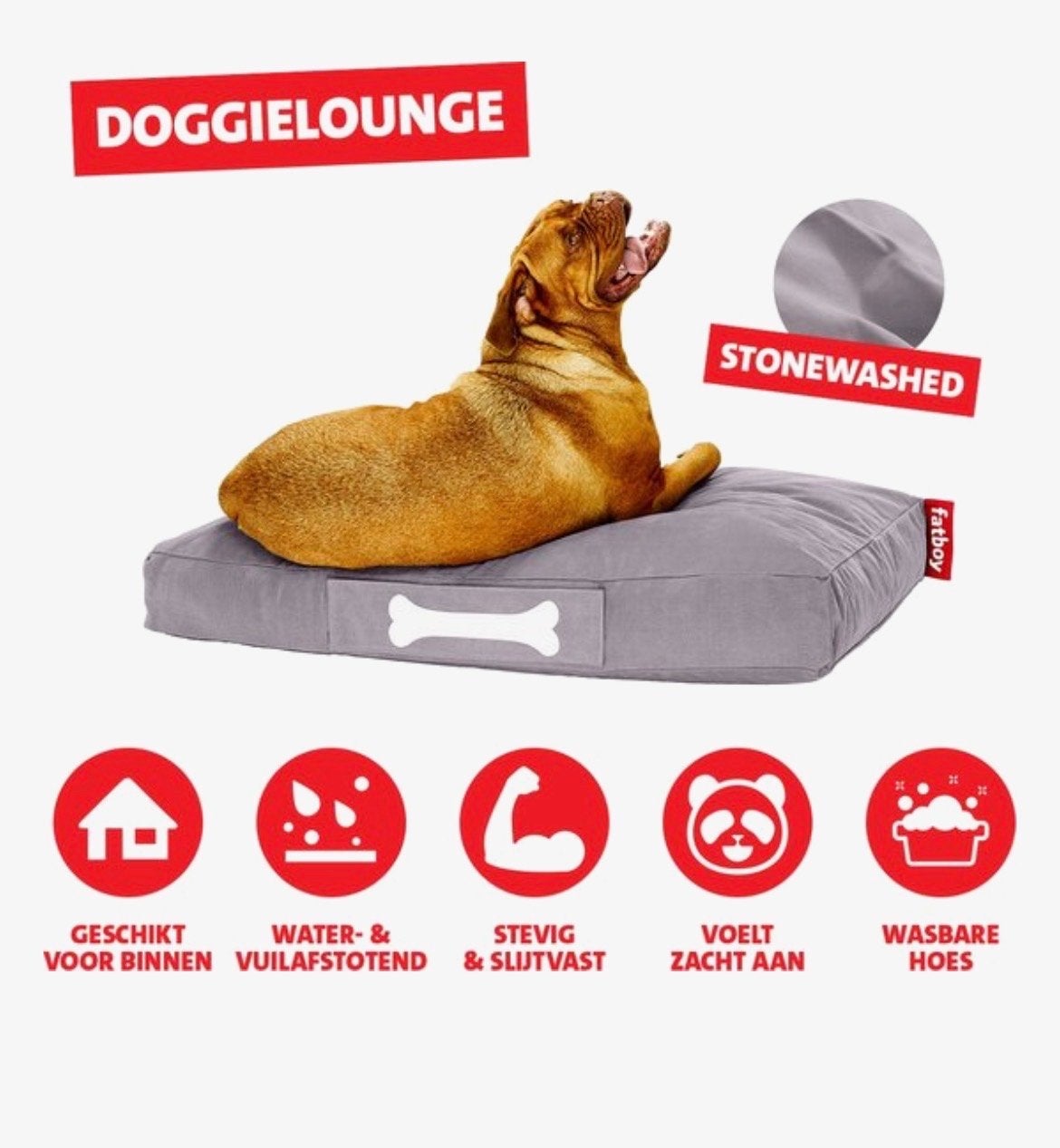 Nieuw: Fatboy hondenkussen grijs/paars 120x80, Dieren en Toebehoren, Honden-accessoires, Overige merken, Ophalen, Nieuw, Hondenmand
